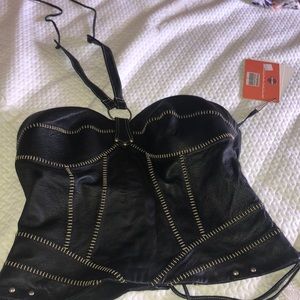 Harley-Davidson leather black halter top